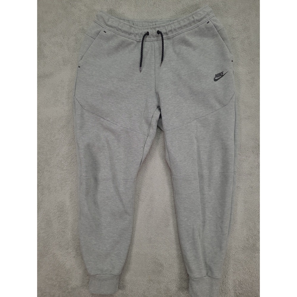 Nike Tech Fleece Joggers Mens Large Grey Black CU4495-063 Slim Fit Sweatpants